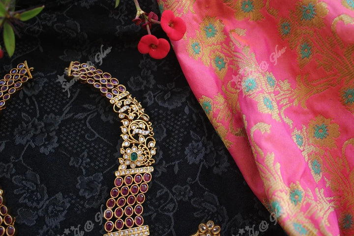 CZ stones statement lakshmi haram - Sparkle and Glow