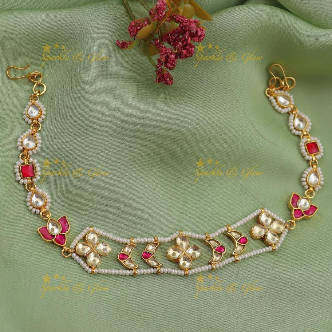 Elegant Jadau Kundan Sheeshphool with Crescent and Floral Motifs