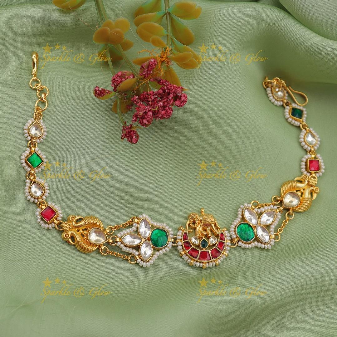 Bridal Jadau Kundan Sheeshphool with Pearl and Elephant Motif