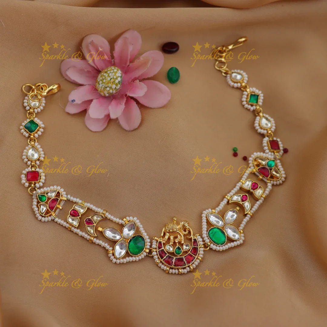 Traditional Jadau Kundan Sheeshphool with Elephant Motif