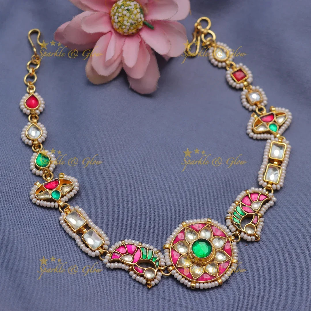 Jadau Kundan Sheeshphool with Peacock Motifs