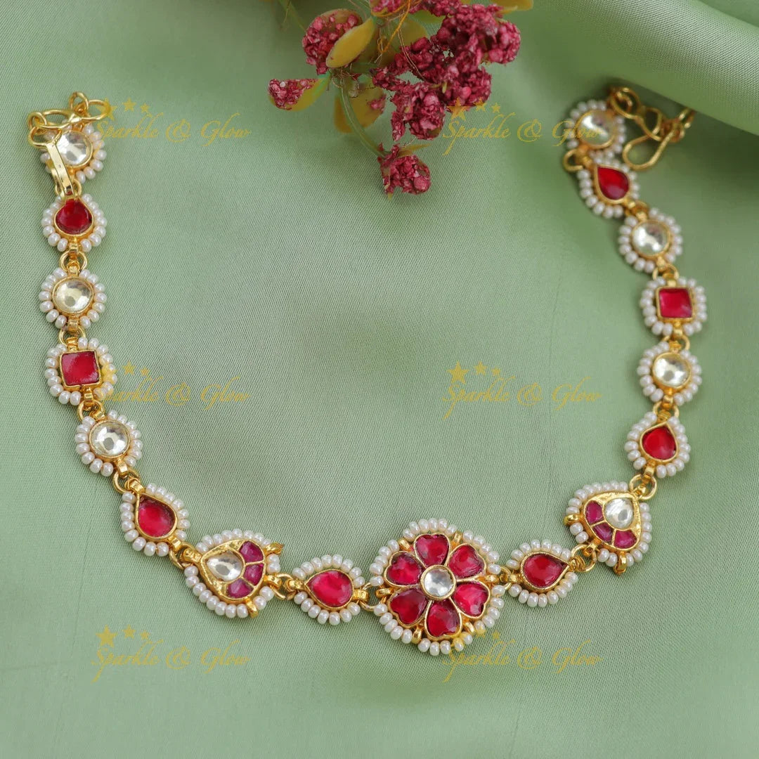 Jadau Kundan Sheeshphool with Pearl Border & Floral Center