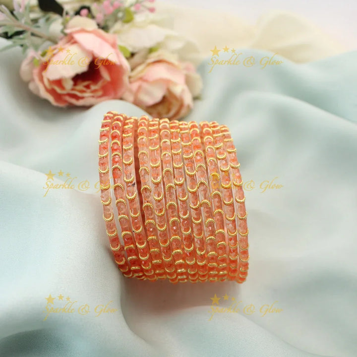 Elegant Wave design Glass Bangles Set-Sparkling Touch