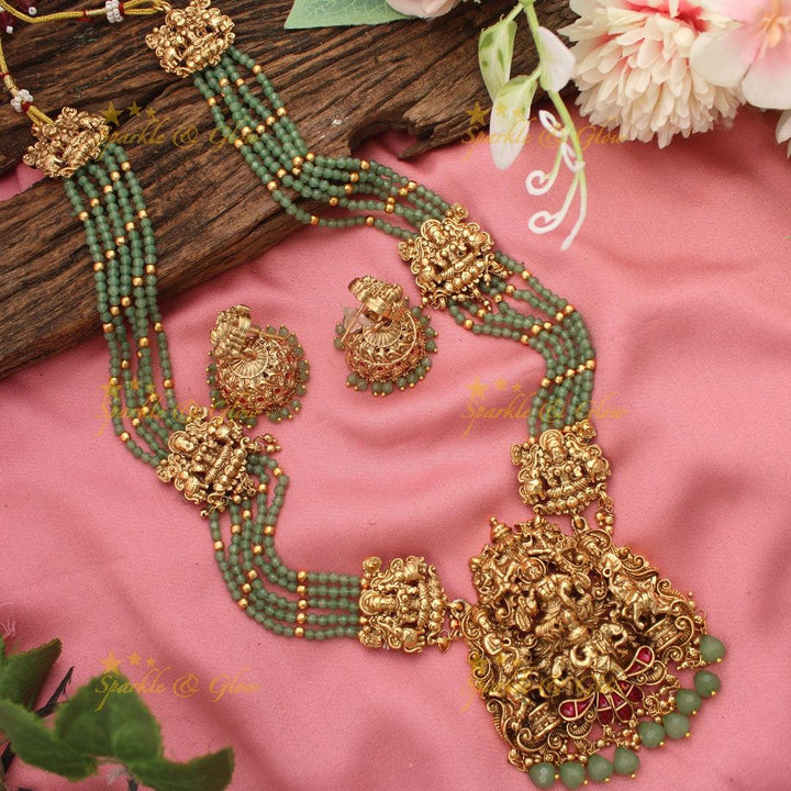 Lakshmi Elephant Carved Beaded Multilayer Haram