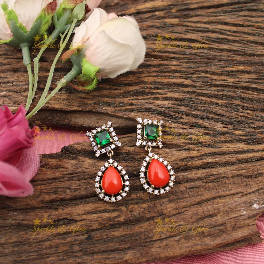 Layered Floral American Diamond Short Necklace