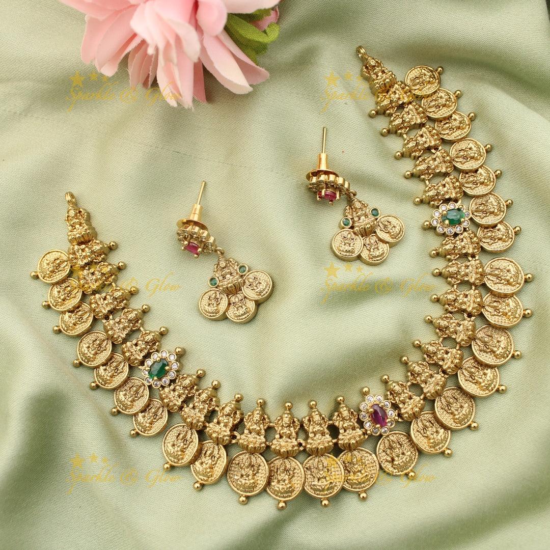 Lakshmi Coin Short Necklace Set