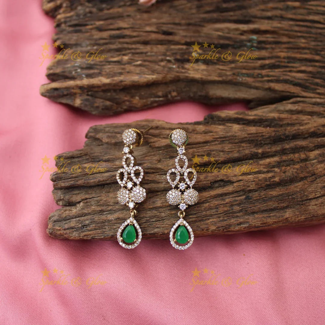 Stunning Big Water drop Floral design American diamond short necklace