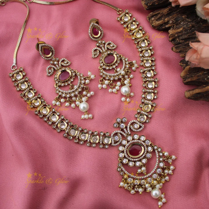Elegant Kundan Floral Victorian AD short necklace