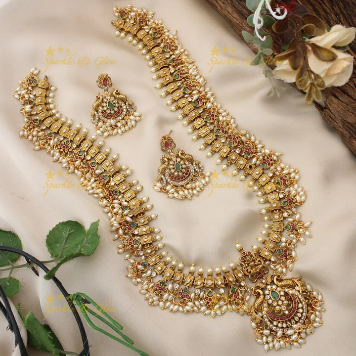 Stunning Peacock Floral Kemp Guttapusalu Haram