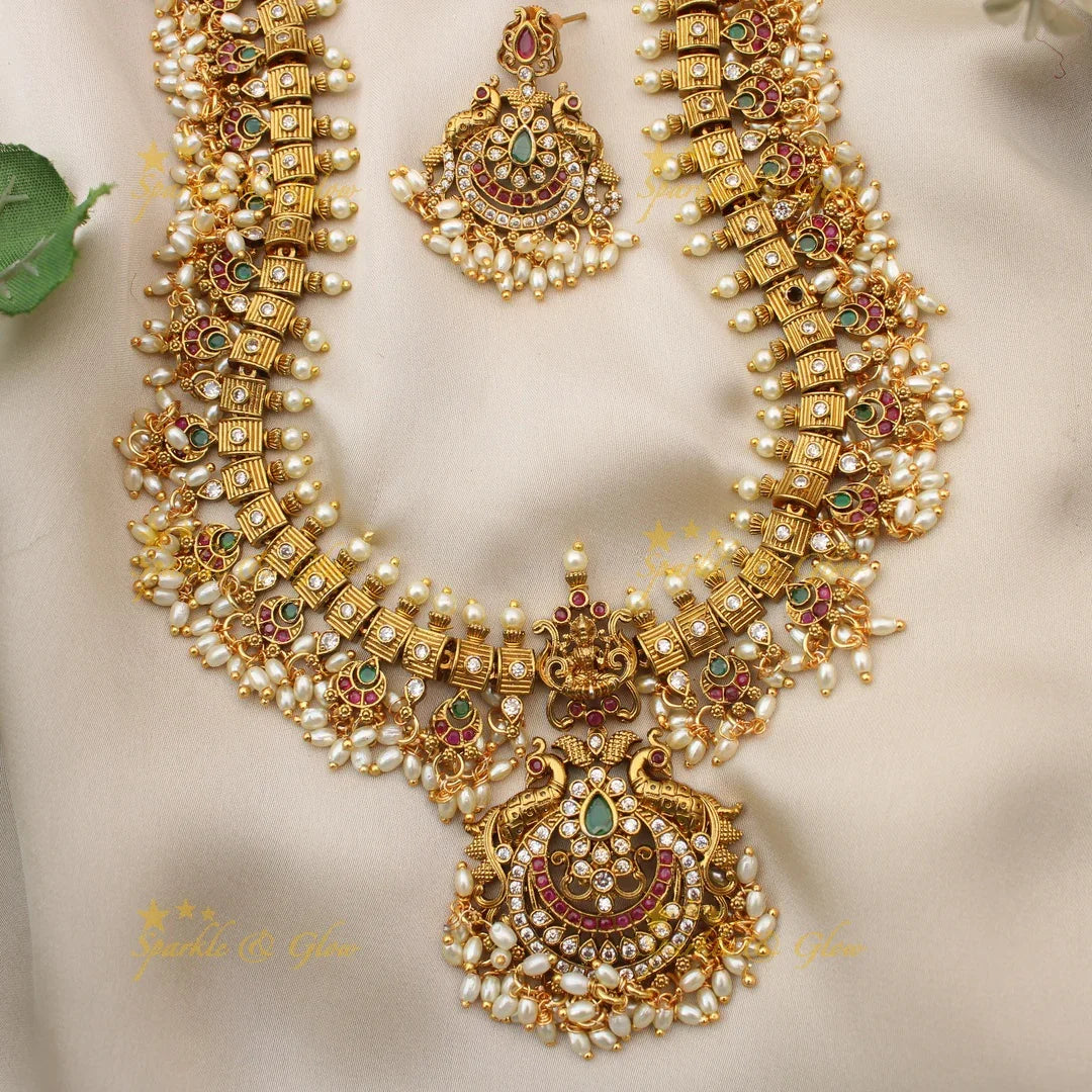 Stunning Peacock Floral Kemp Guttapusalu Haram