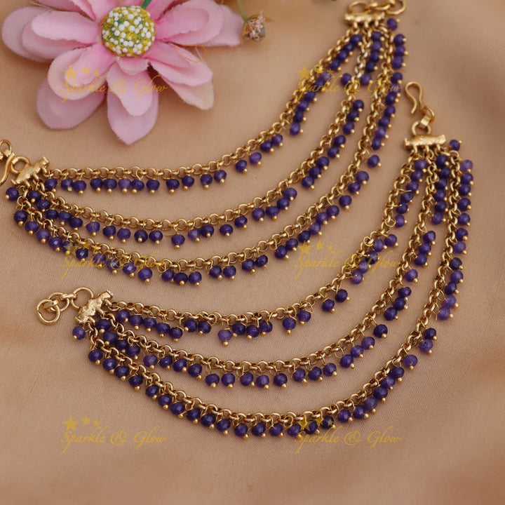 Mint Green Three-Layered Beaded Earchain