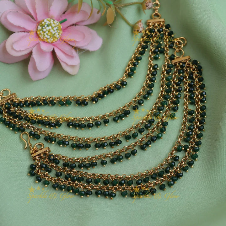 Mint Green Three-Layered Beaded Earchain