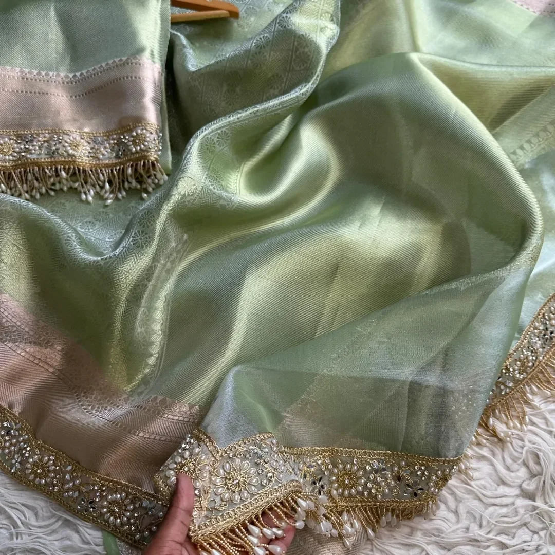 Gracious Banarasi Kanjivaram bridal katan brocade silk saree - Sparkle and Glow