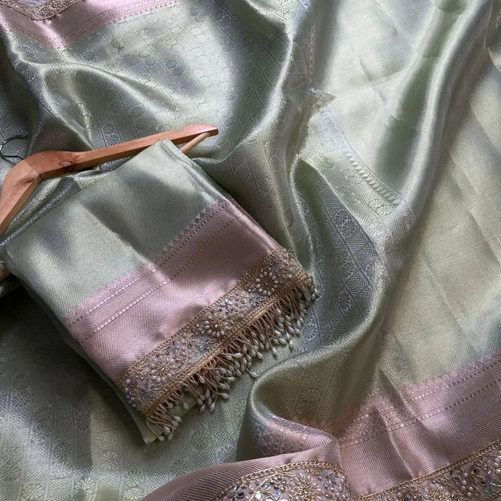 Gracious Banarasi Kanjivaram bridal katan brocade silk saree - Sparkle and Glow