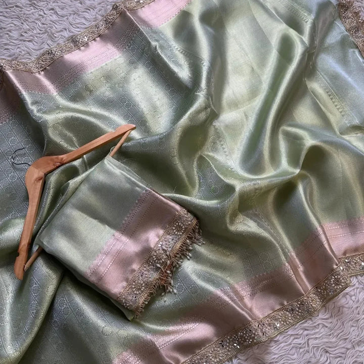 Gracious Banarasi Kanjivaram bridal katan brocade silk saree - Sparkle and Glow