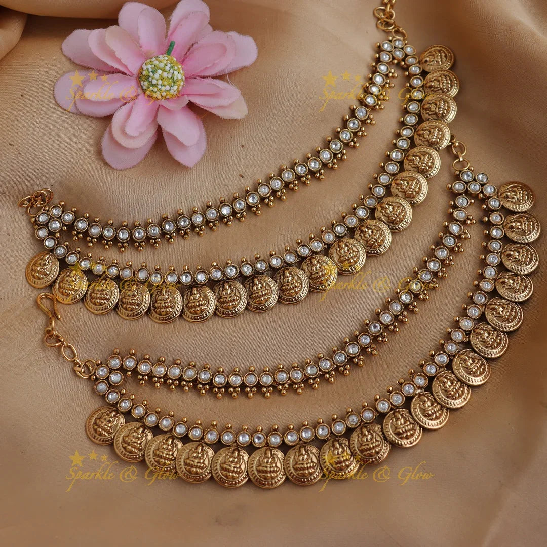 Temple Coin Pearl Ear Chain Jewelry