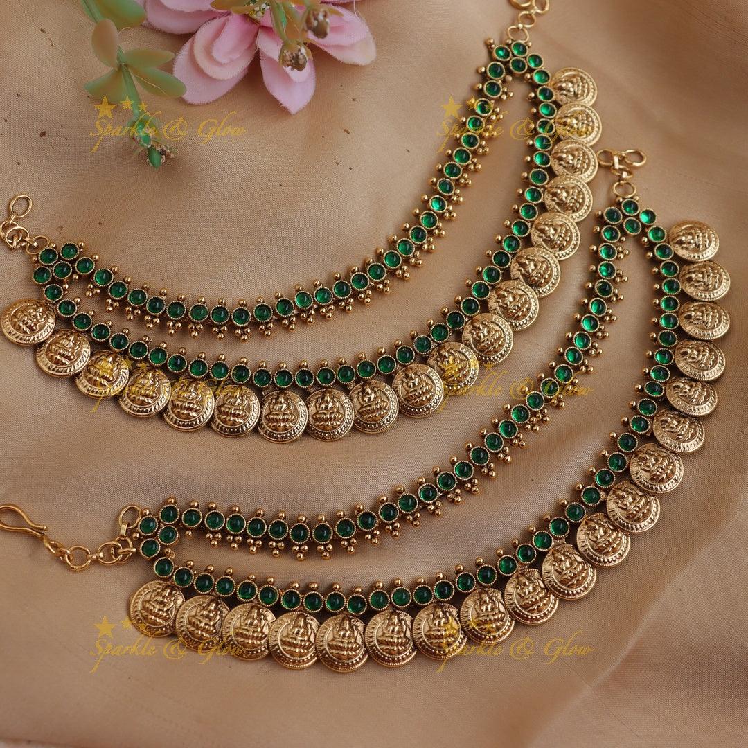 Temple Coin Pearl Ear Chain Jewelry