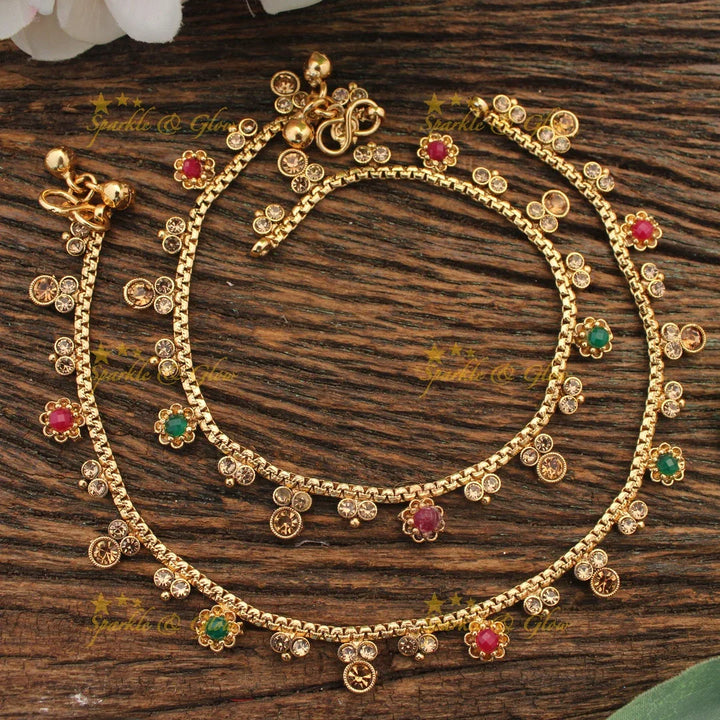 Traditional Floral stone Anklet