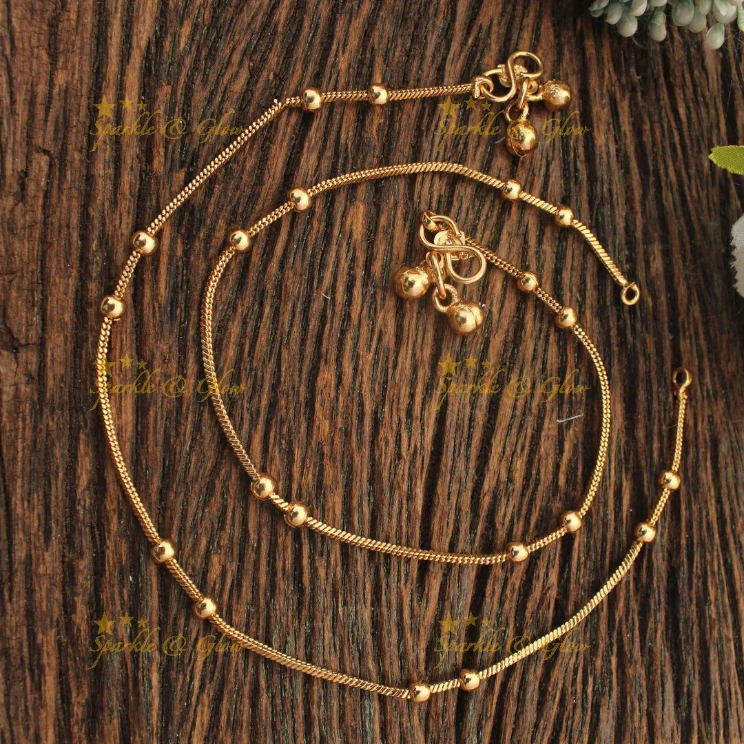 Elegant Gold alike Beaded Anklets