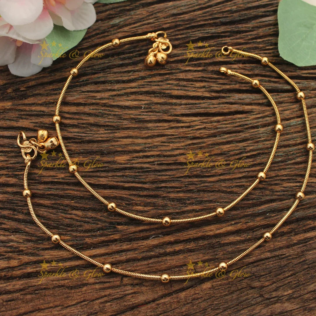 Classic Gold alike Smooth Bead Anklets
