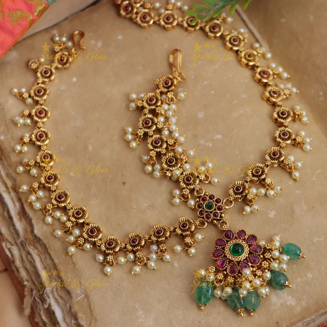 Stunning Kemp Floral Bridal Maang tikka