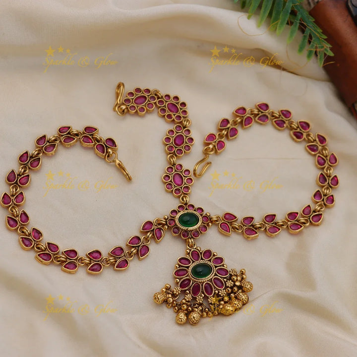 Grand Leaf Floral Kundan Bridal Maang tikka