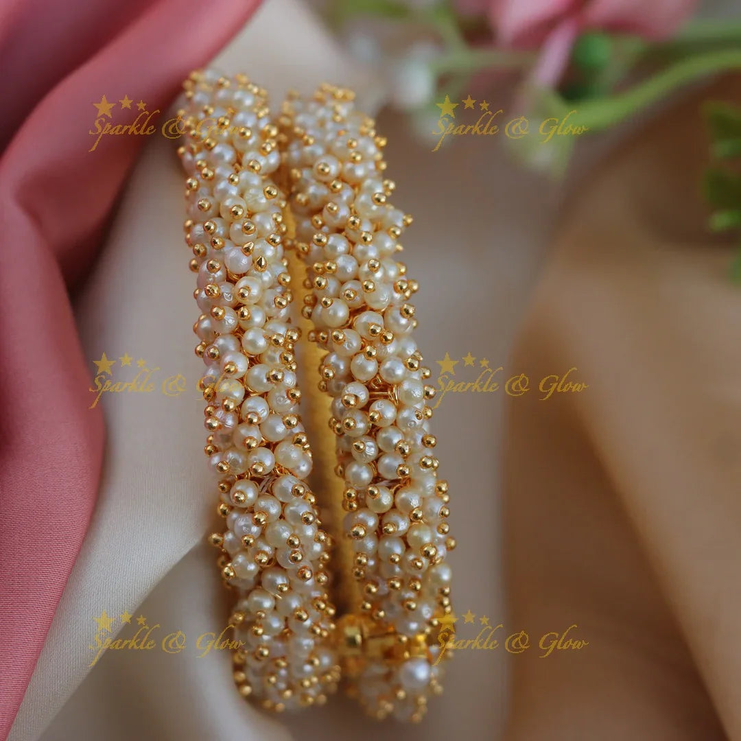 Statement Non Idol Pearl Cluster Bangles