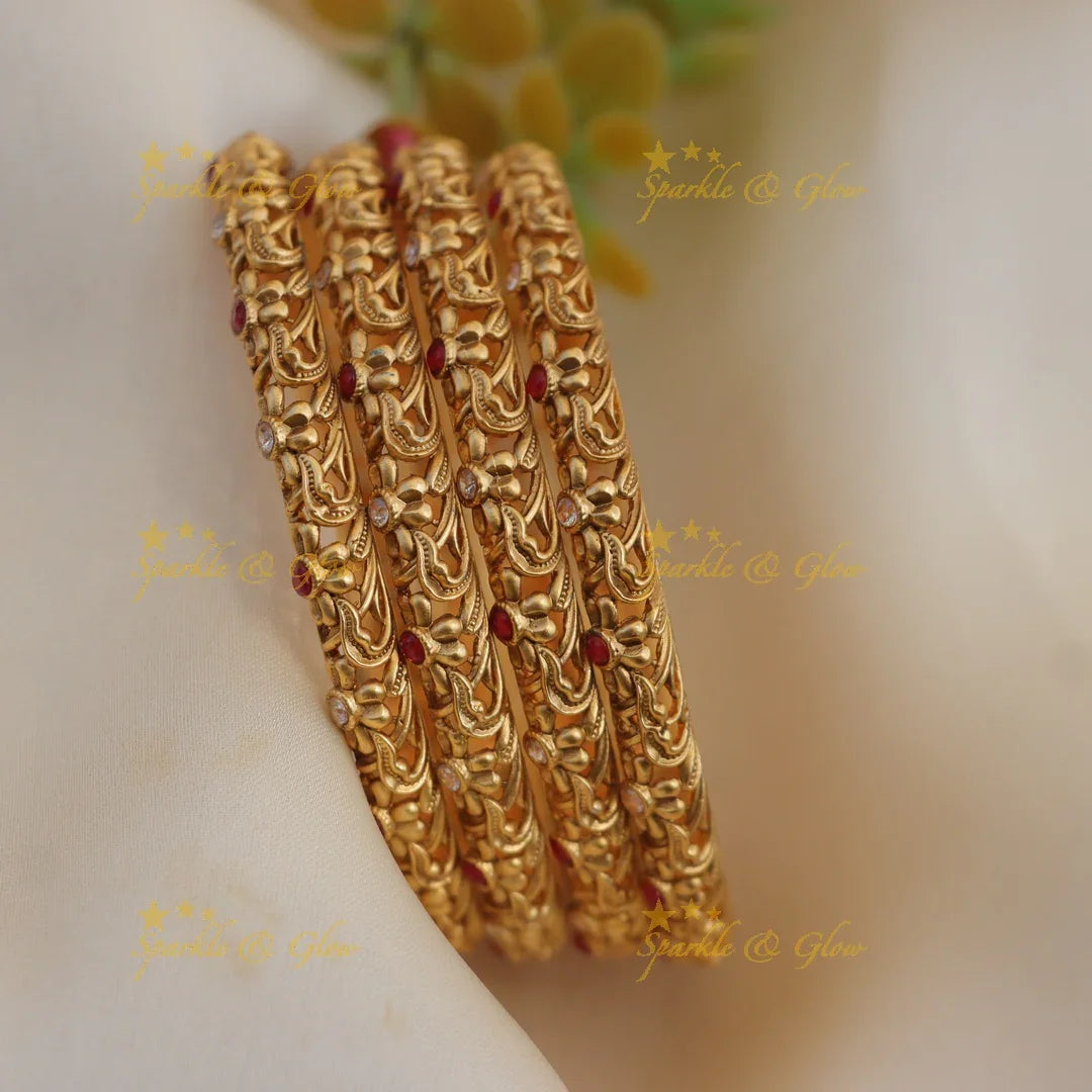Antique Gold alike Floral Bangles