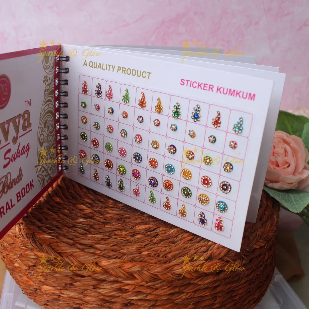 Navya Suhag Multi Shaped Small Bindi Book with Stones and Multicolour