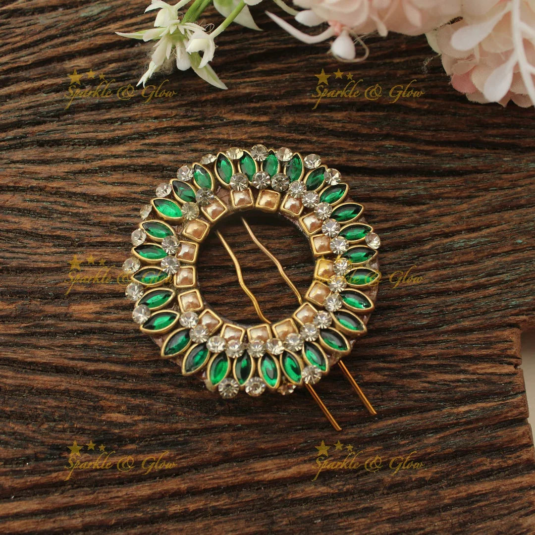 Stunning Oval Floral design Silk thread Hair pin