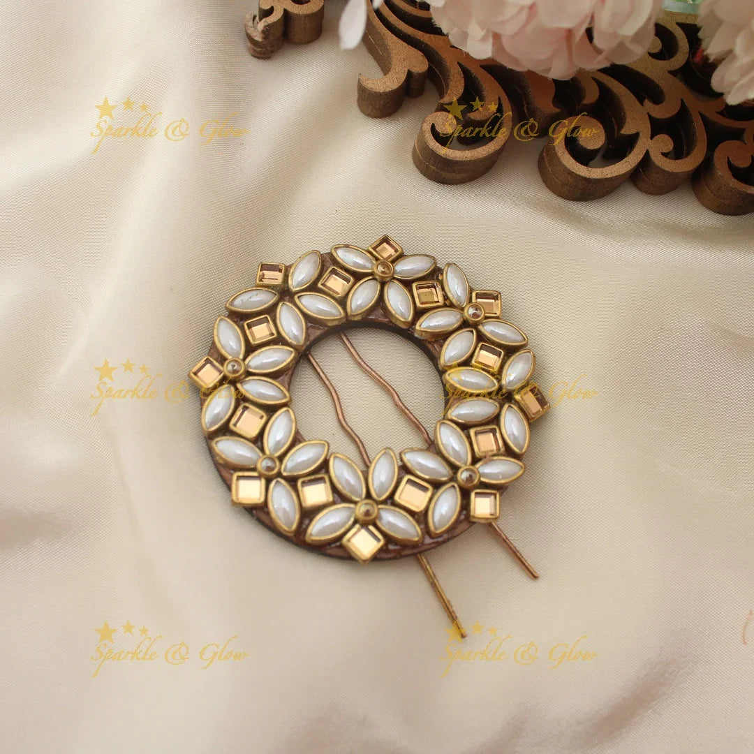 Exquisite Gold & Silk Hair Clip for Weddings & Festivities