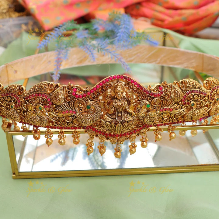 Antique Lakshmi Temple Hipbelt with Peacock Motifs
