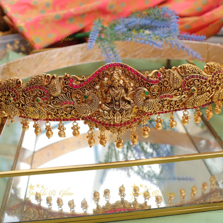 Antique Lakshmi Temple Hipbelt with Peacock Motifs