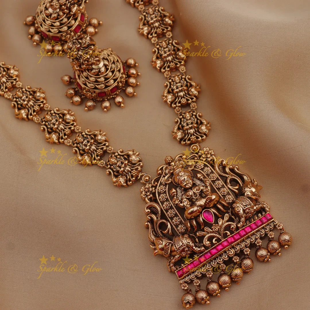 Grand Lakshmi Temple Haram with Elephant Carvings