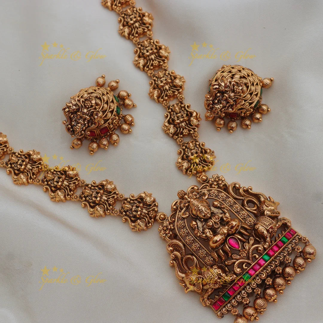 Grand Lakshmi Temple Haram with Elephant Carvings