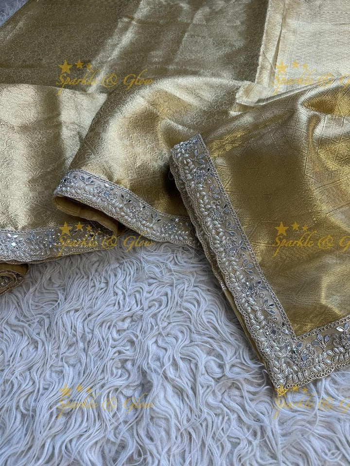Regal Gold Kanjivaram Saree with Silver Zari Border