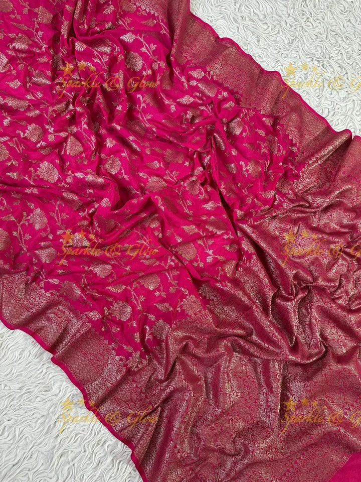 Royal Banarasi Georgette Saree with Copper Zari Work