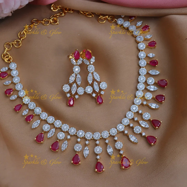 Stunning Water Drop American Diamond Necklace Set