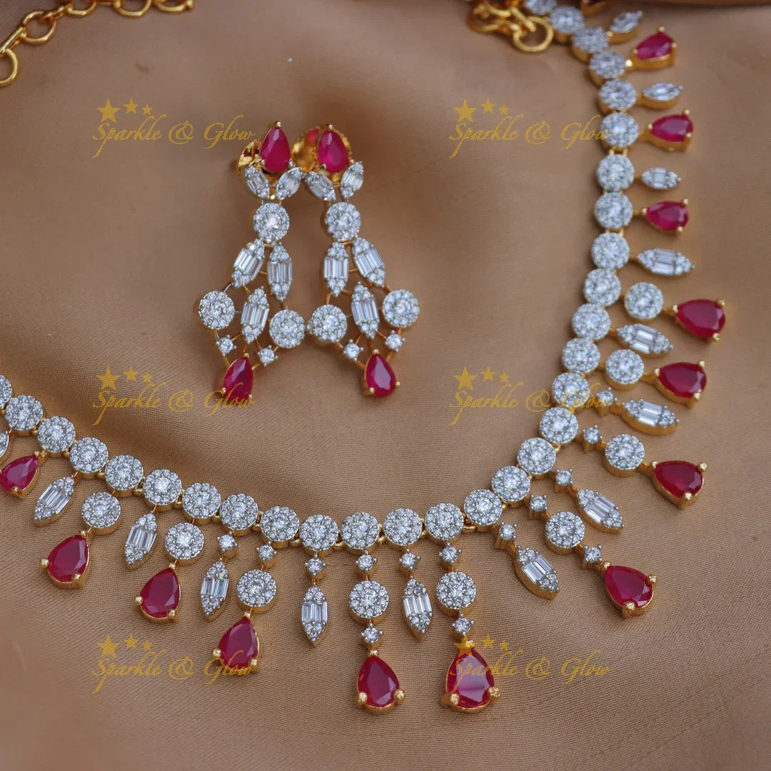 Stunning Water Drop American Diamond Necklace Set