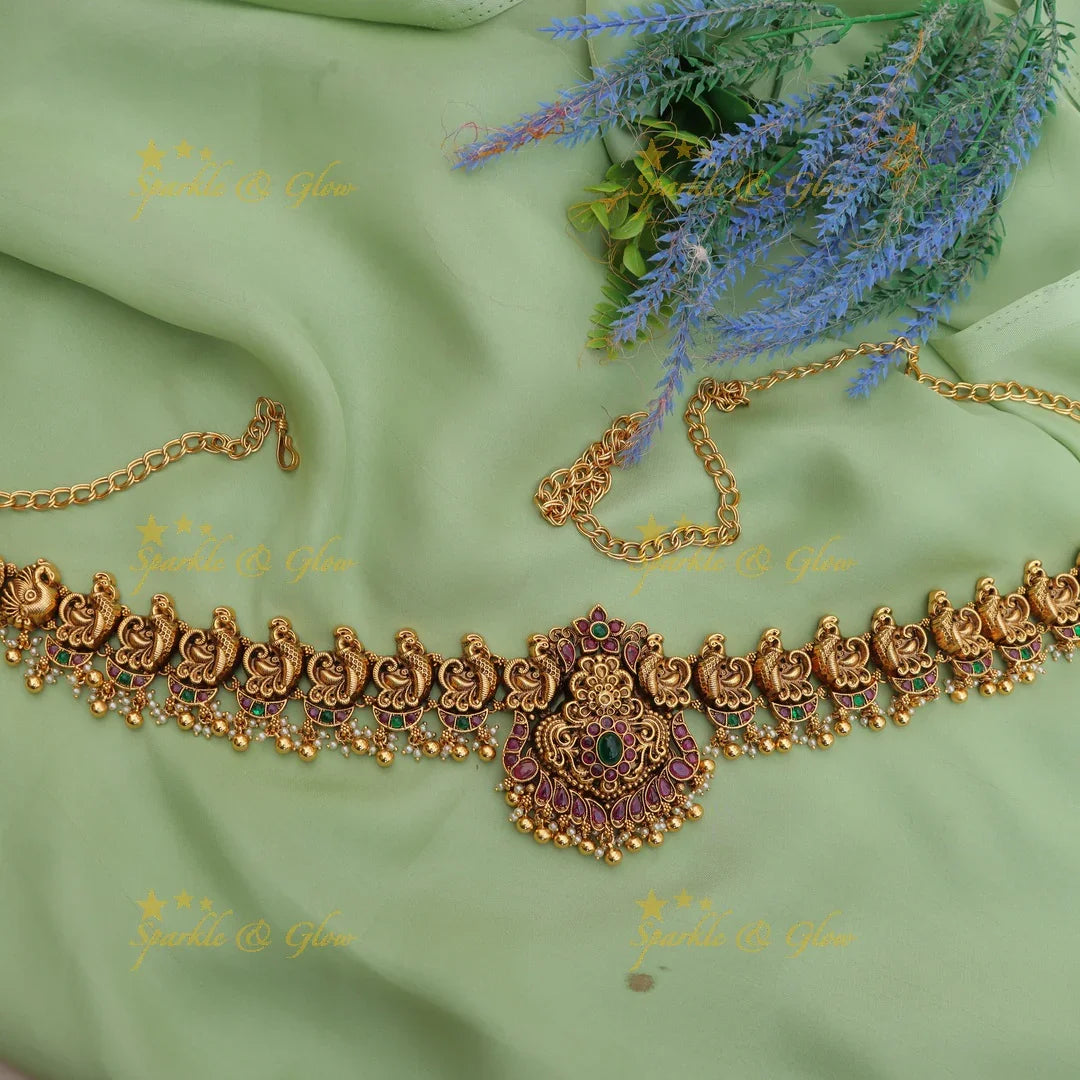 Stunning Kemp Peacock Floral Bridal Hipchain Belt