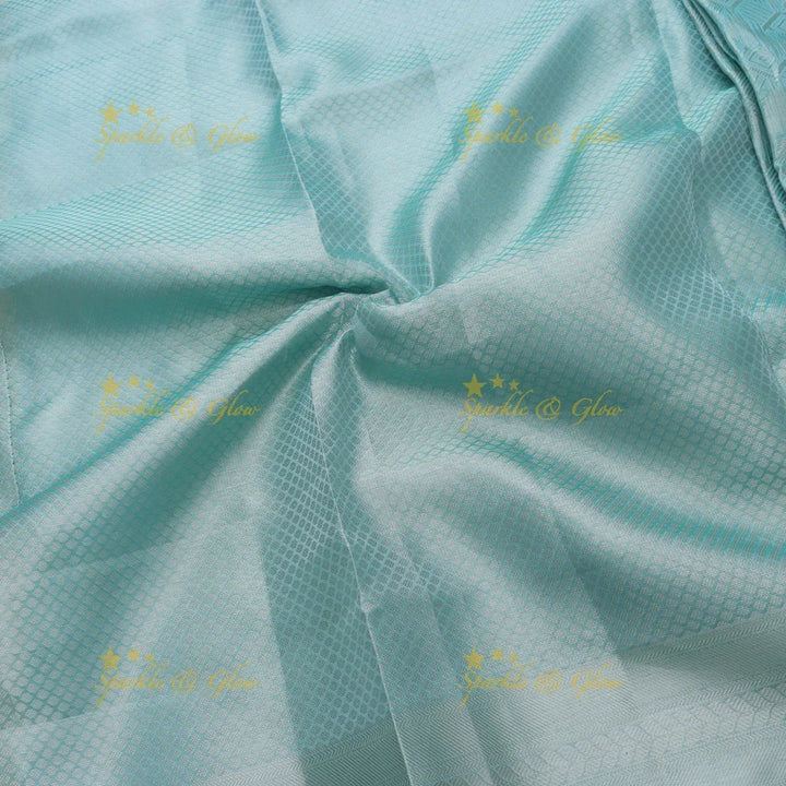 Elegant Banarasi Tissue Saree in Sky Blue with Lace Border