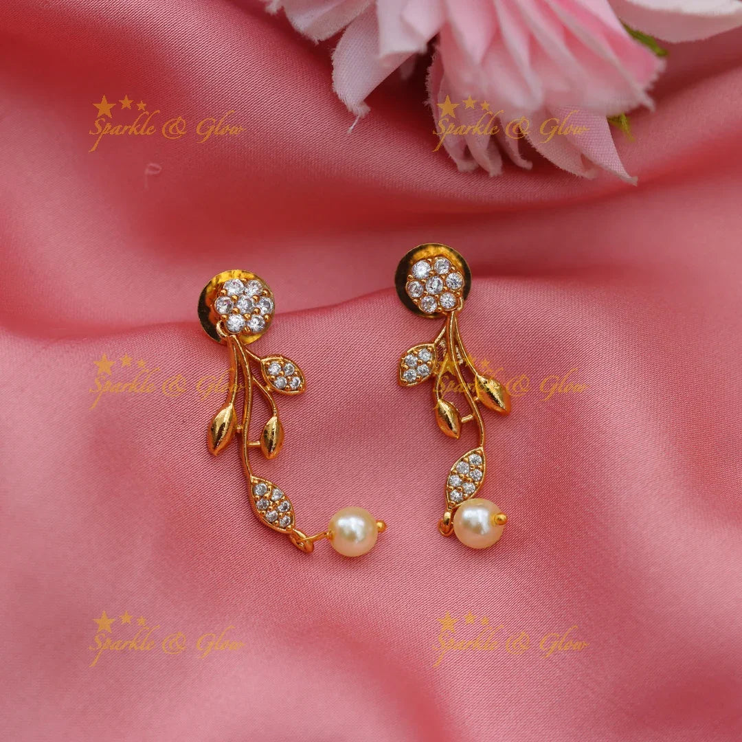 Stunning Leaf Floral AD Necklace with Pearl Drops