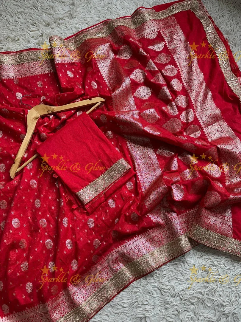 Radiant Red Kanjivaram Silk Saree with Zari Brocade Border