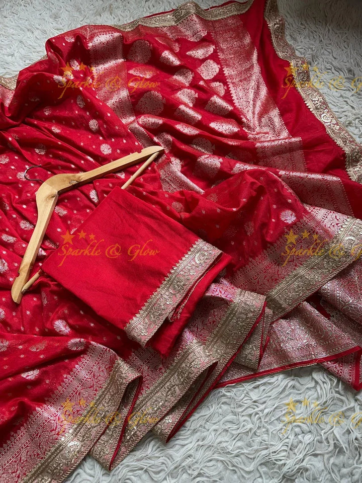 Radiant Red Kanjivaram Silk Saree with Zari Brocade Border