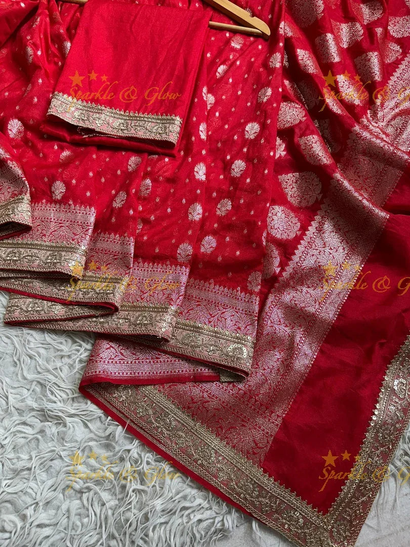 Radiant Red Kanjivaram Silk Saree with Zari Brocade Border