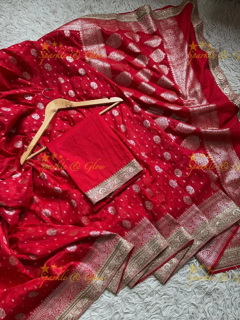 Radiant Red Kanjivaram Silk Saree with Zari Brocade Border