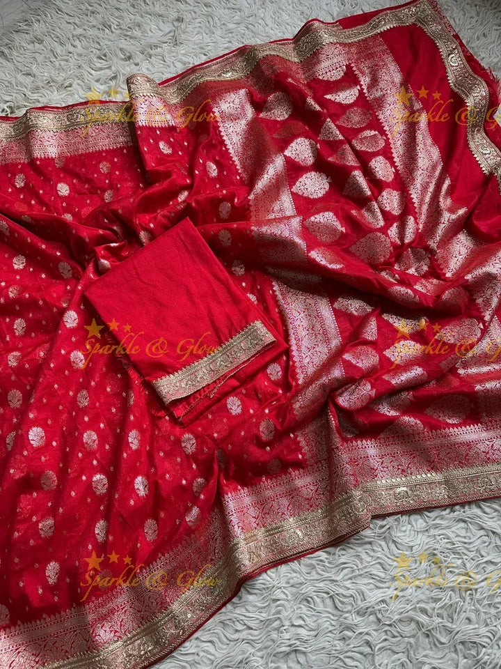 Radiant Red Kanjivaram Silk Saree with Zari Brocade Border