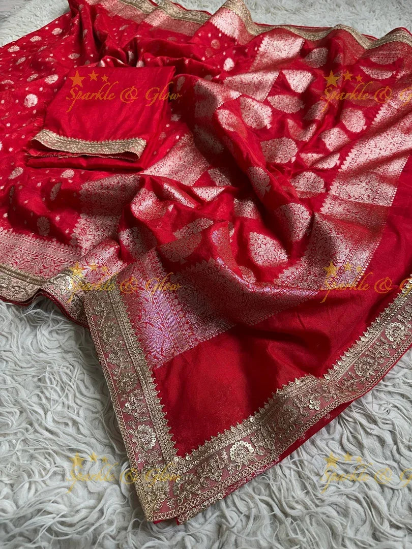 Radiant Red Kanjivaram Silk Saree with Zari Brocade Border