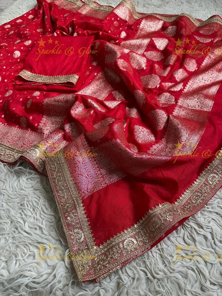 Radiant Red Kanjivaram Silk Saree with Zari Brocade Border