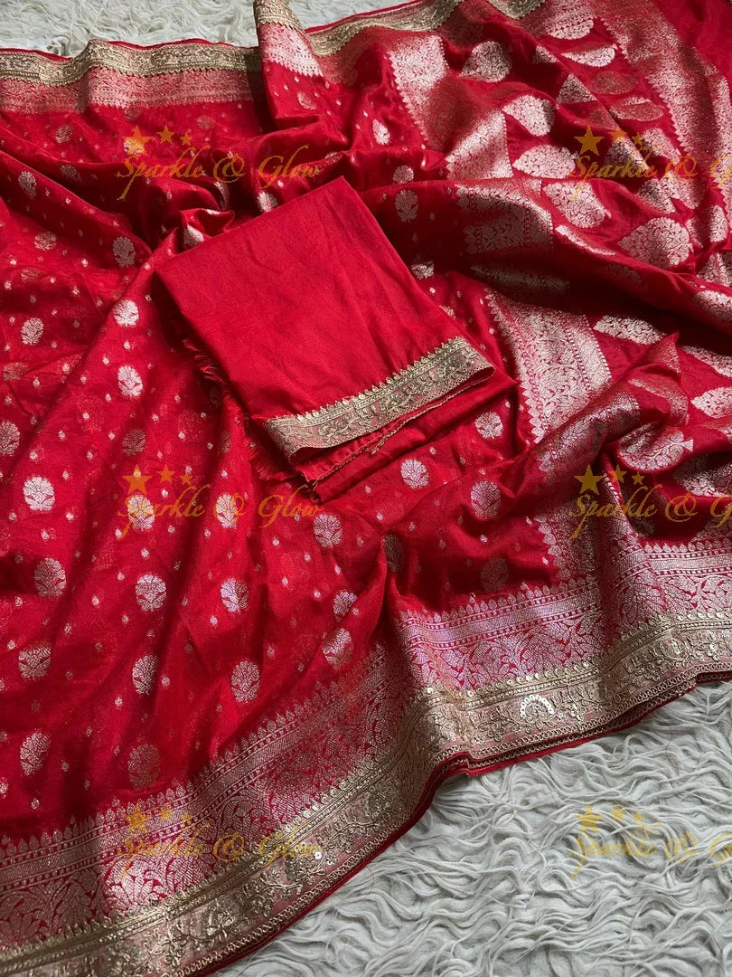 Radiant Red Kanjivaram Silk Saree with Zari Brocade Border